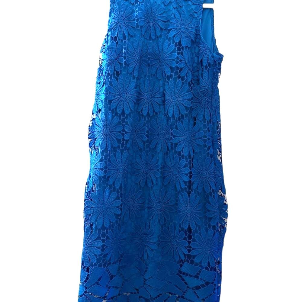 Wedding Guest Cruise Resort Floral Lace Midi Dress Blue Size 6 London Times
